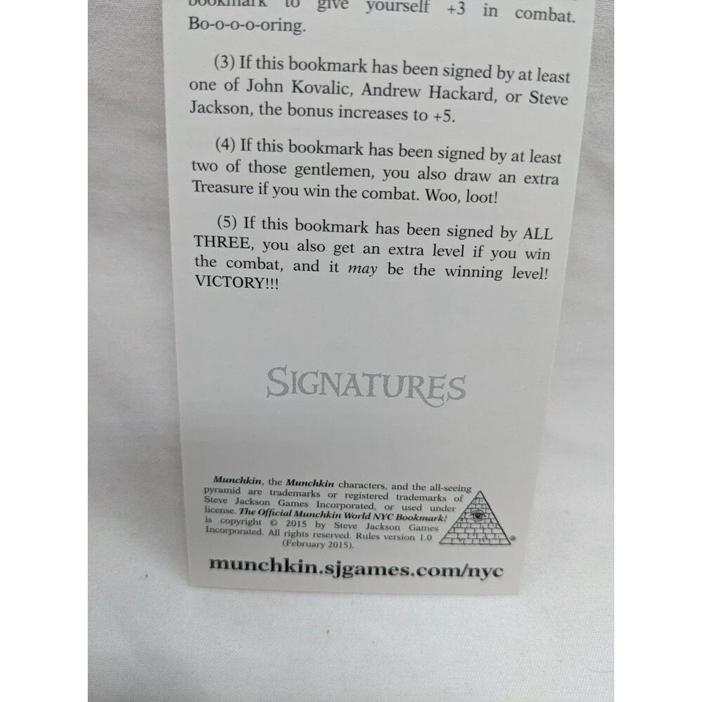 Munchkin World NYC The Official Bookmark